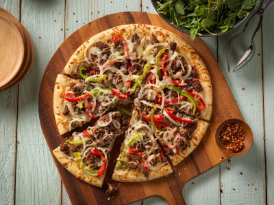 Garlic Steak Pizza